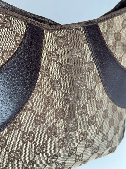 Vintage Gucci Canvas Mongram Handbag beige brown