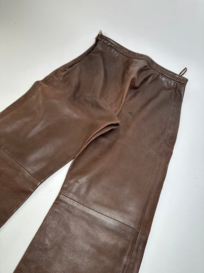 Vintage Celine Calfskin Trousers Brown M