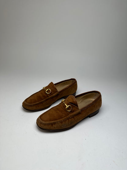 Vintage Gucci Suede Horsebit Loafer Brown