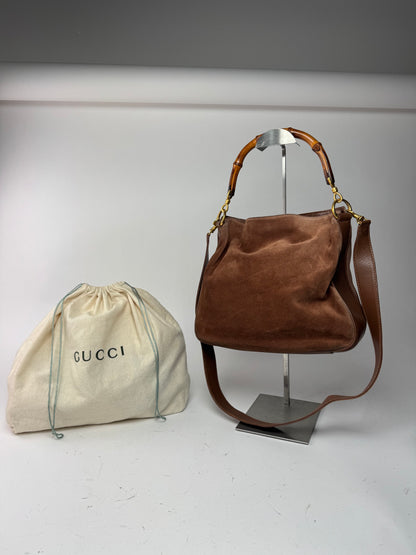 Sac vintage Gucci Bamboo 2Way en cuir marron