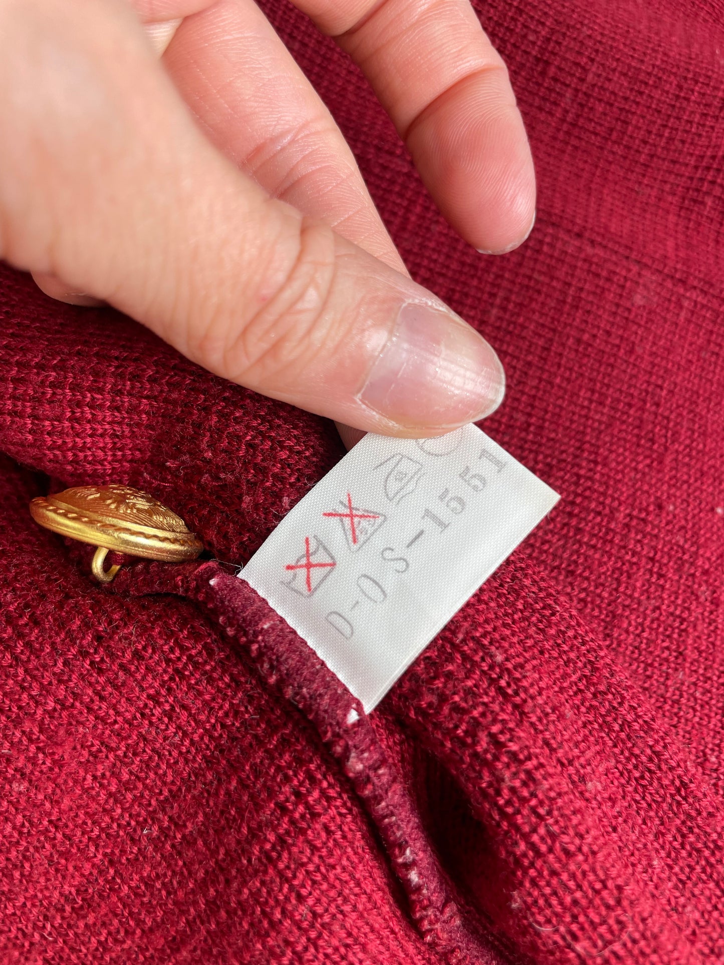 Vintage Chloe Wool Blend Blazer Red Gold Buttons L