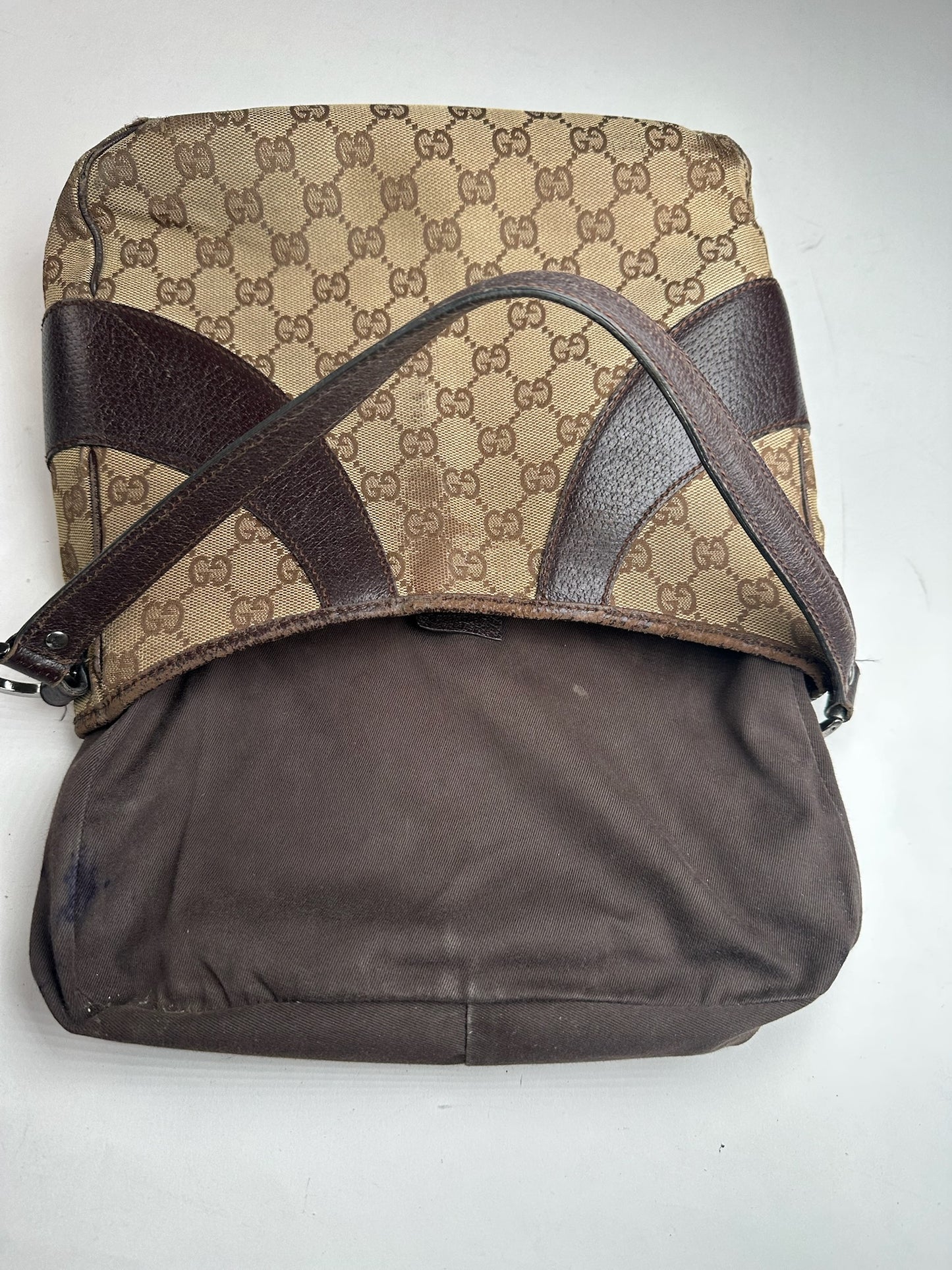 Vintage Gucci Canvas Mongram Handbag beige brown