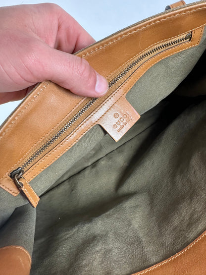 Vintage Gucci Canvas Shoulder Bag Khaki