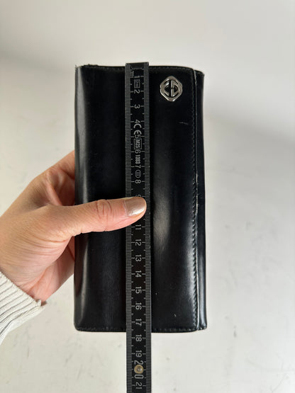 Vintage Gucci Leather Wallet Black Silver