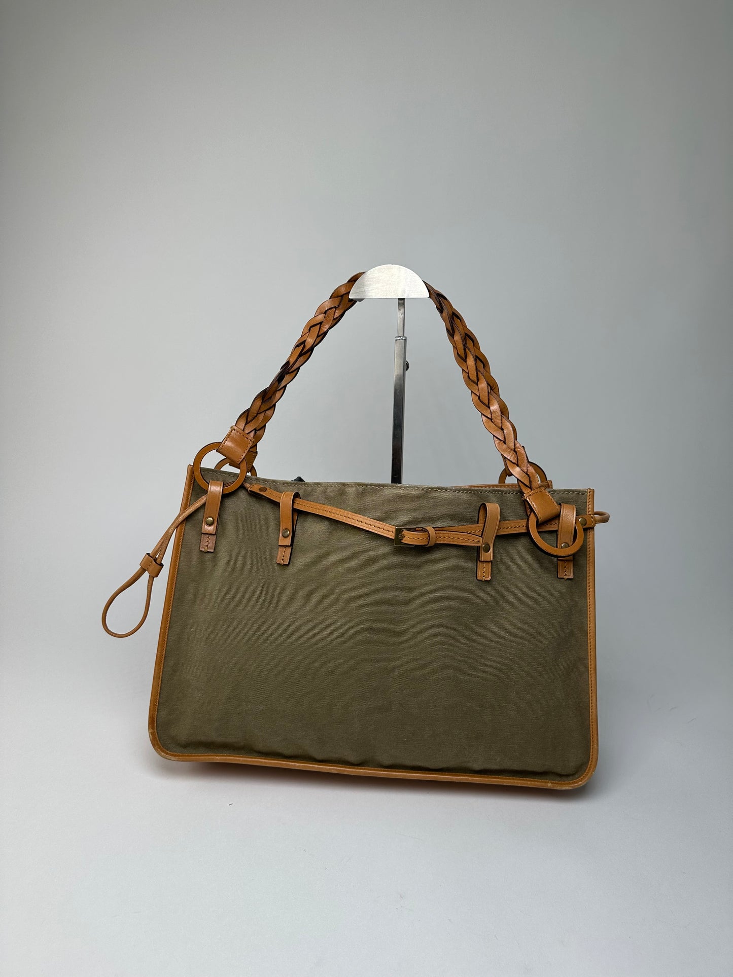 Vintage Gucci Canvas Shoulder Bag Khaki