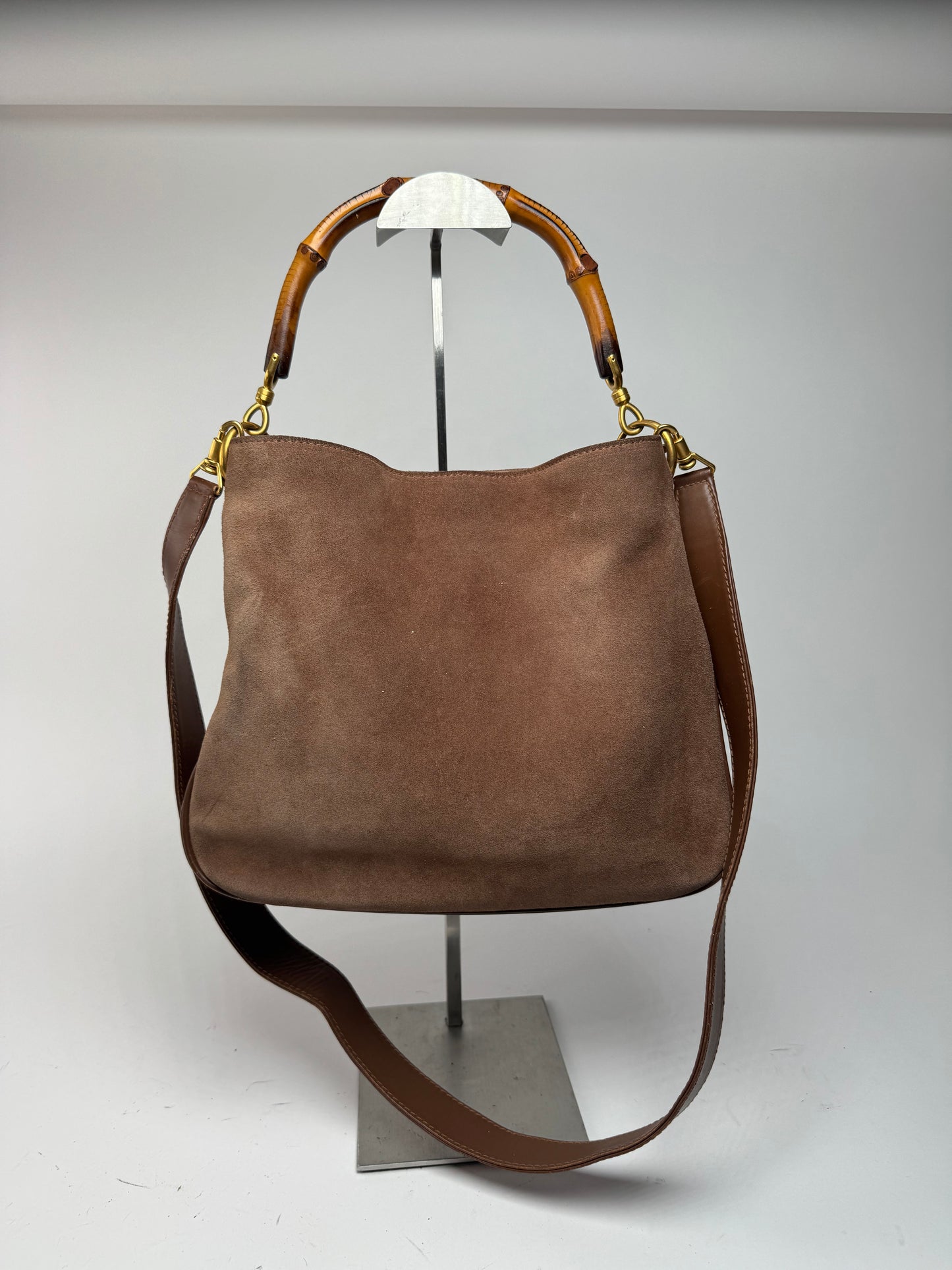 Sac vintage Gucci Bamboo 2Way en cuir marron