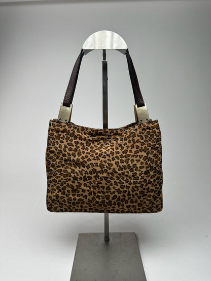 Vintage Bottega Veneta Canvas Bag Leopard