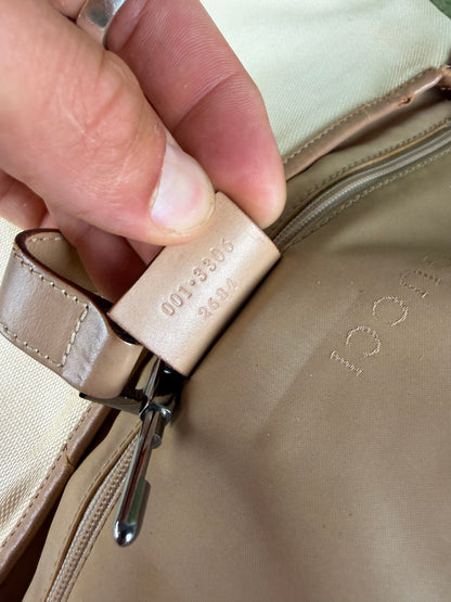 Vintage Gucci Jackie Canvas Shoulder Bag Cream Tan