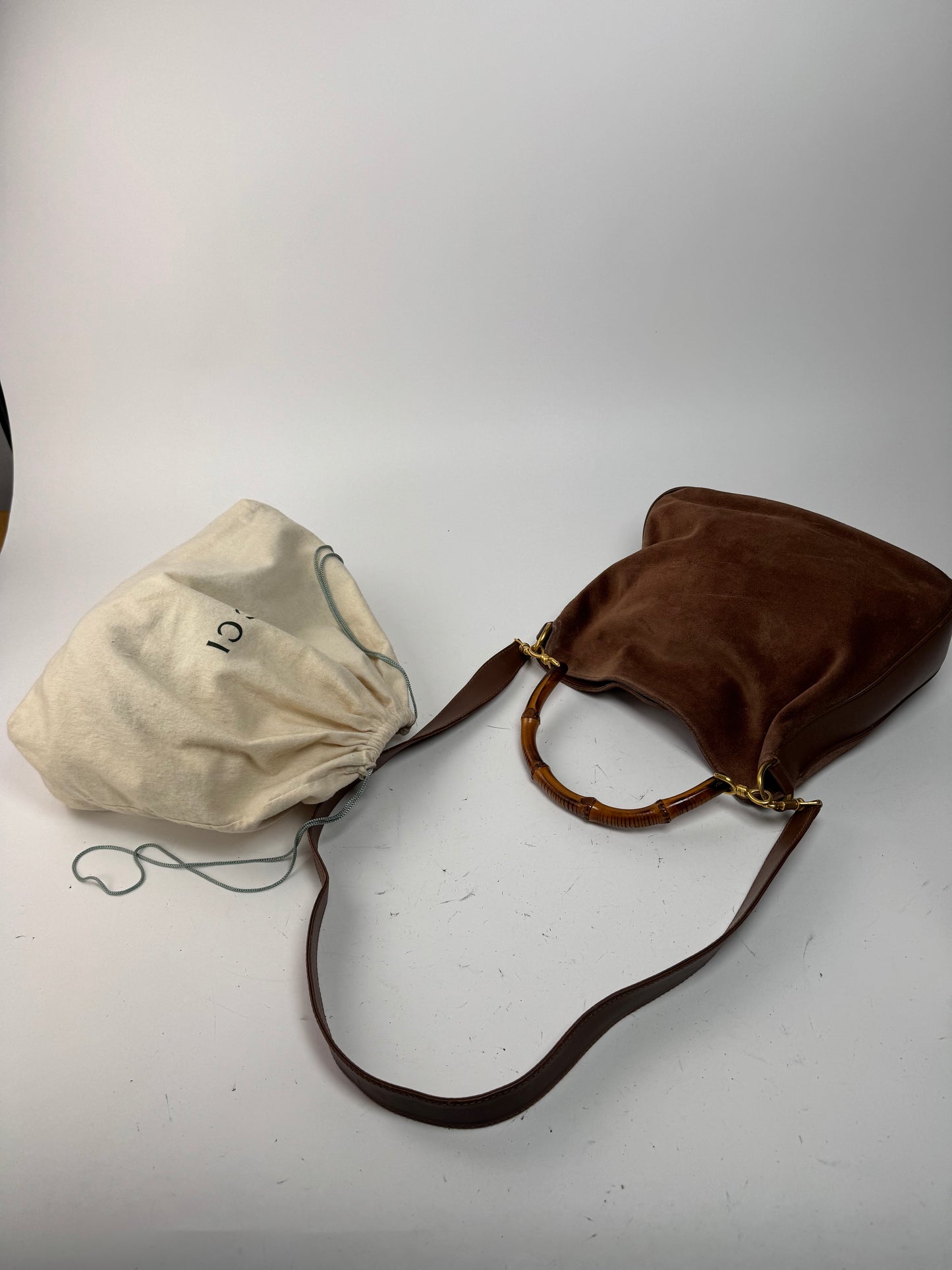 Sac vintage Gucci Bamboo 2Way en cuir marron