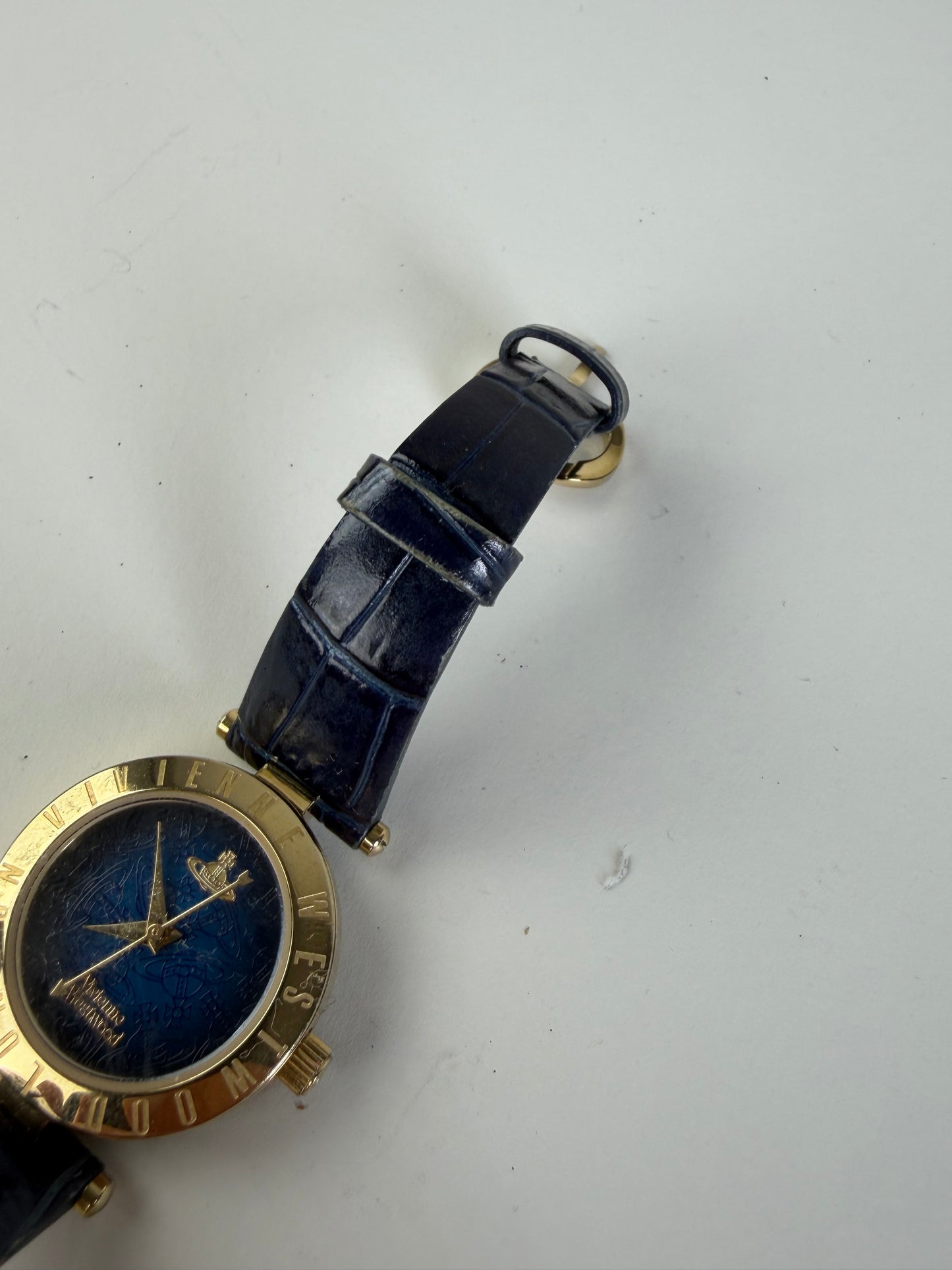 Vintage Vivienne Westwood Steel Bracelet Watch Navy Gold