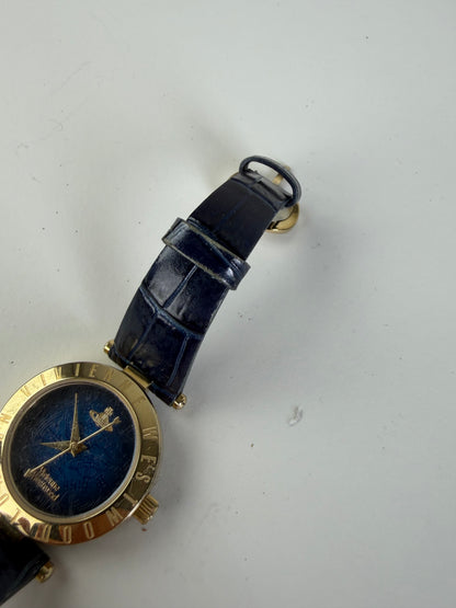 Vintage Vivienne Westwood Steel Bracelet Watch Navy Gold
