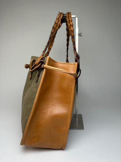 Vintage Gucci Canvas Shoulder Bag Khaki