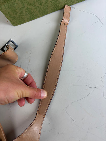 Vintage Gucci Jackie Canvas Shoulder Bag Cream Tan