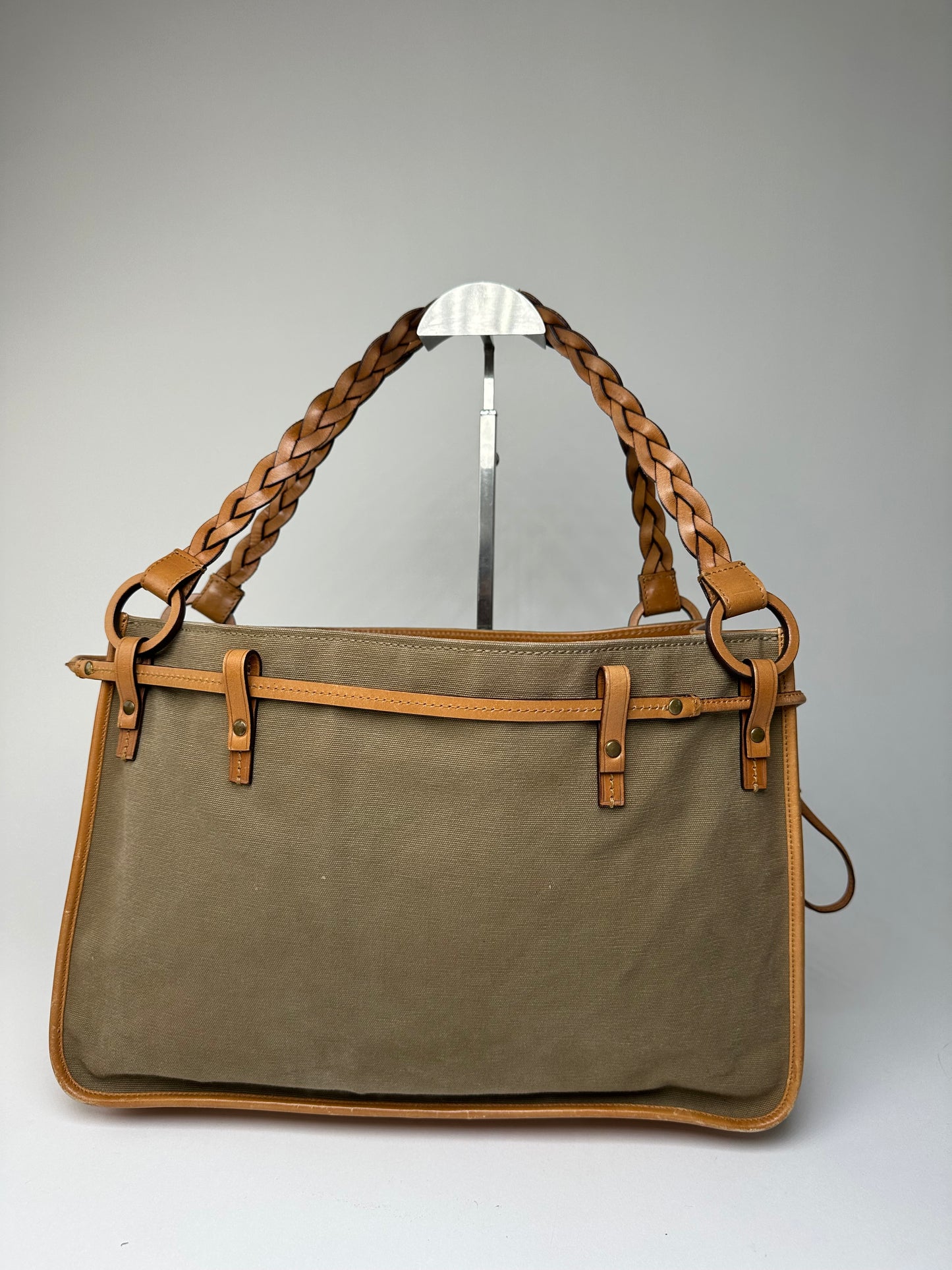 Vintage Gucci Canvas Shoulder Bag Khaki