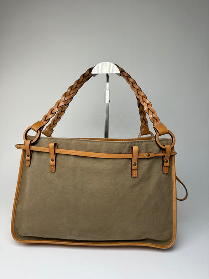 Vintage Gucci Canvas Shoulder Bag Khaki