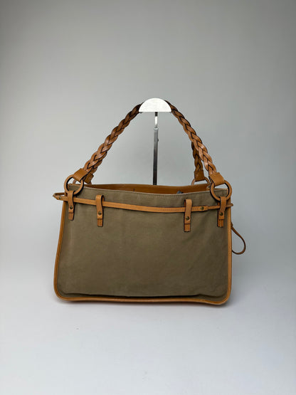 Vintage Gucci Canvas Shoulder Bag Khaki