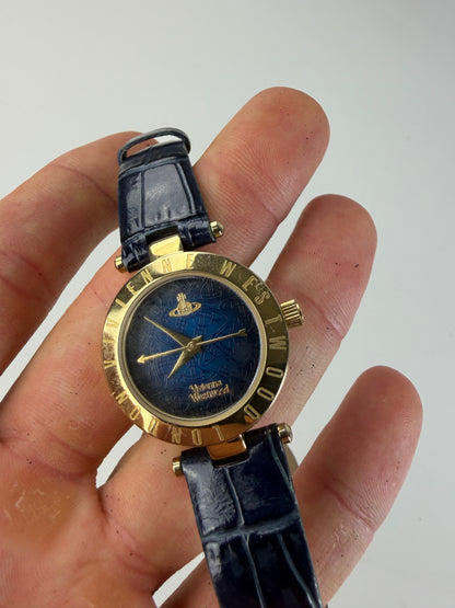 Vintage Vivienne Westwood Steel Bracelet Watch Navy Gold