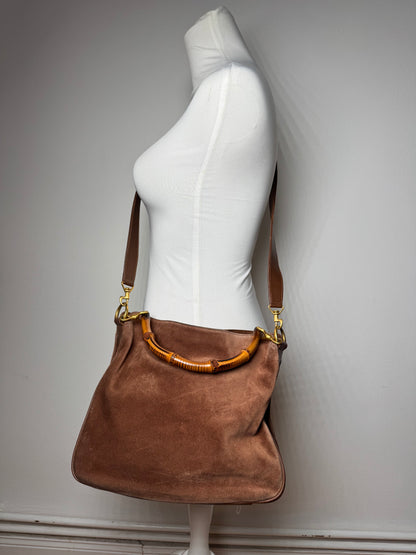 Sac vintage Gucci Bamboo 2Way en cuir marron