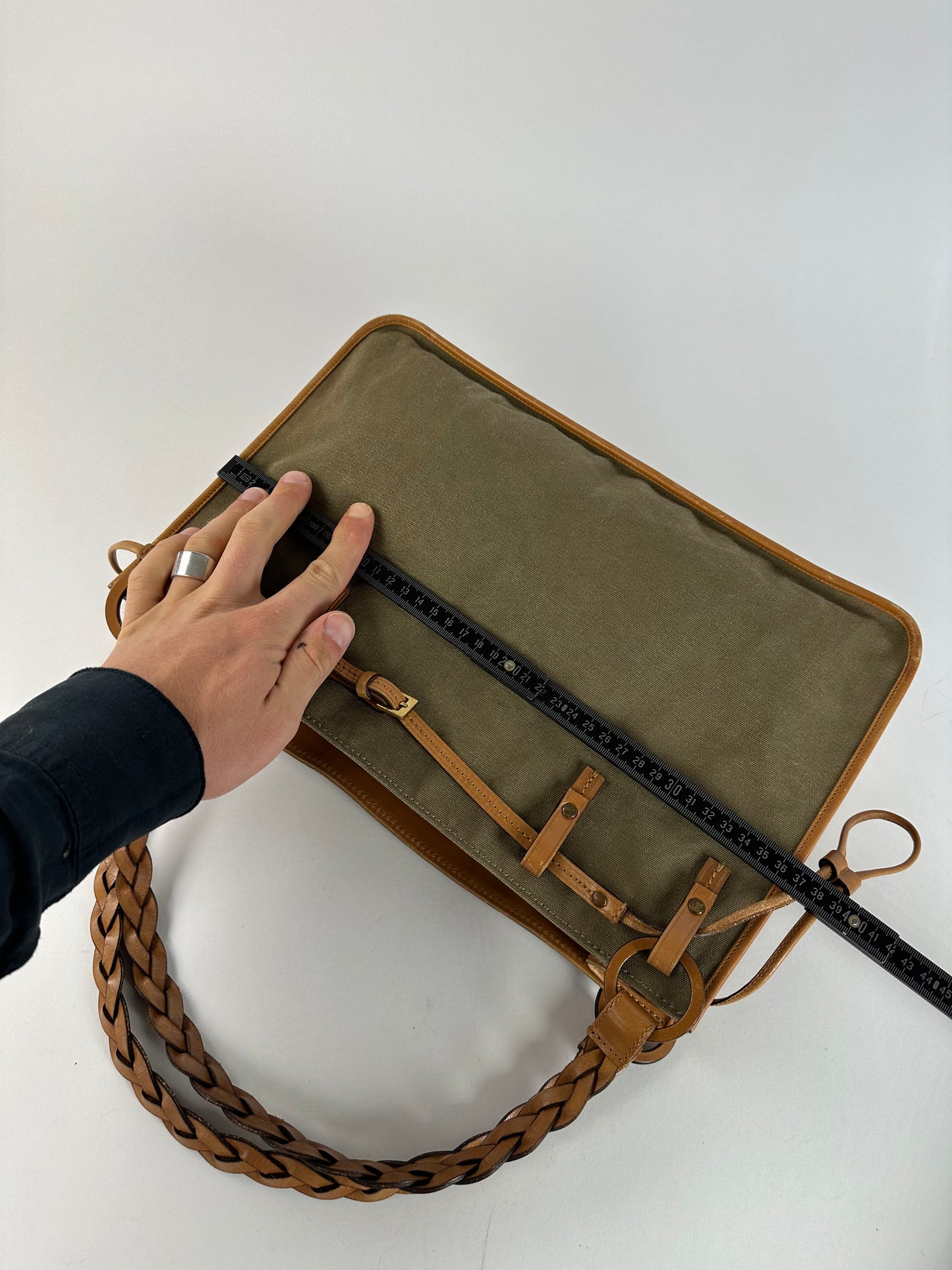 Vintage Gucci Canvas Shoulder Bag Khaki