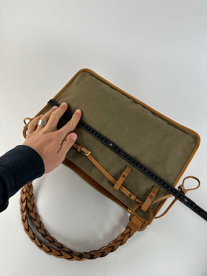 Vintage Gucci Canvas Shoulder Bag Khaki