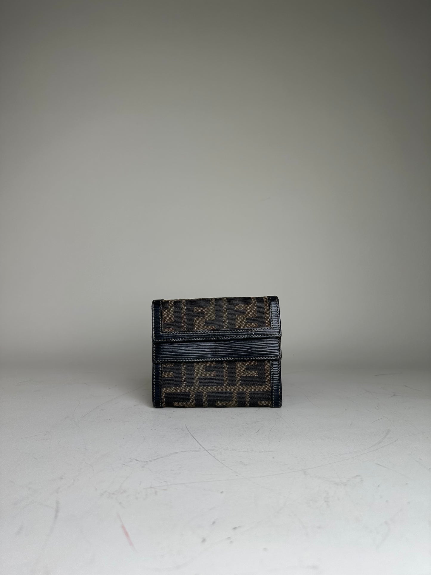 Vintage Fendi FF Monogram Canvas Wallet Brown Black