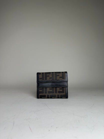 Vintage Fendi FF Monogram Canvas Wallet Brown Black