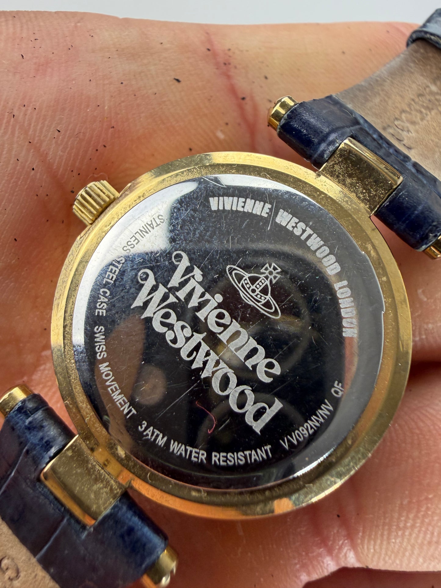 Vintage Vivienne Westwood Steel Bracelet Watch Navy Gold