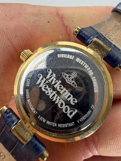 Vintage Vivienne Westwood Steel Bracelet Watch Navy Gold