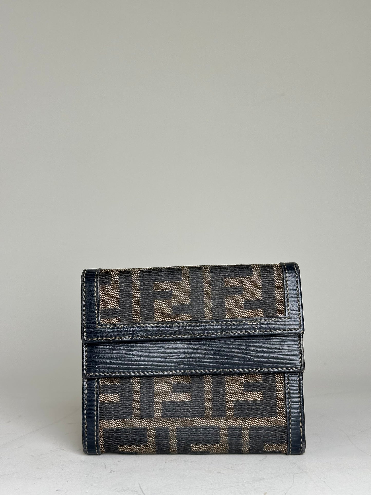 Vintage Fendi FF Monogram Canvas Wallet Brown Black