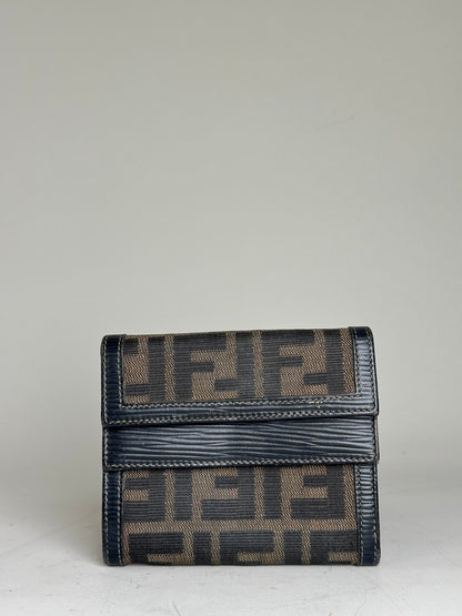 Vintage Fendi FF Monogram Canvas Wallet Brown Black