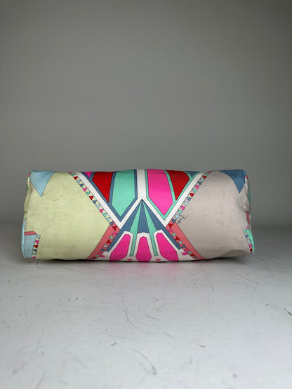 Vintage Emilio Pucci Silk Canvas Tote Bag Pink Turquoise Red