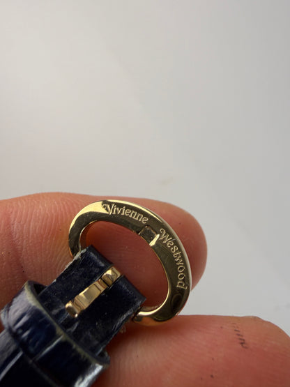 Vintage Vivienne Westwood Steel Bracelet Watch Navy Gold