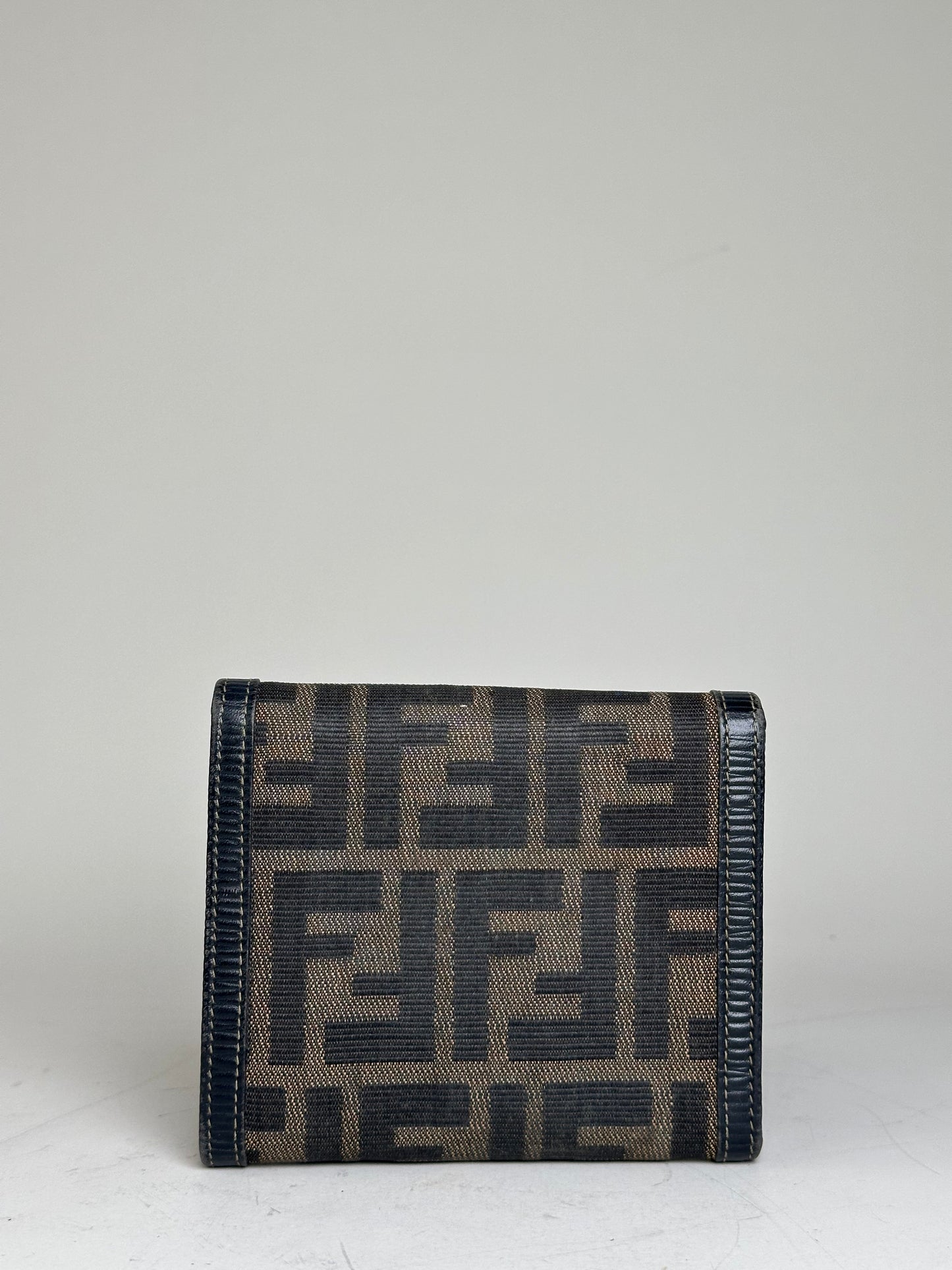 Vintage Fendi FF Monogram Canvas Wallet Brown Black