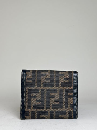 Vintage Fendi FF Monogram Canvas Wallet Brown Black