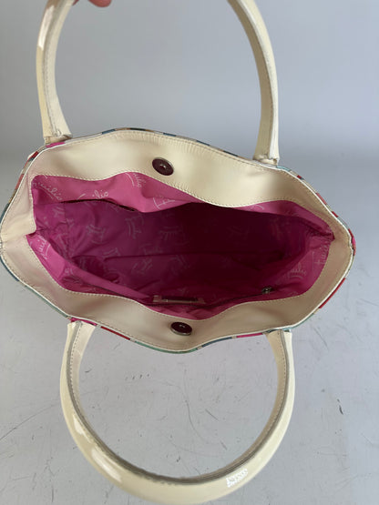 Vintage Emilio Pucci Silk Canvas Tote Bag Pink Turquoise Red