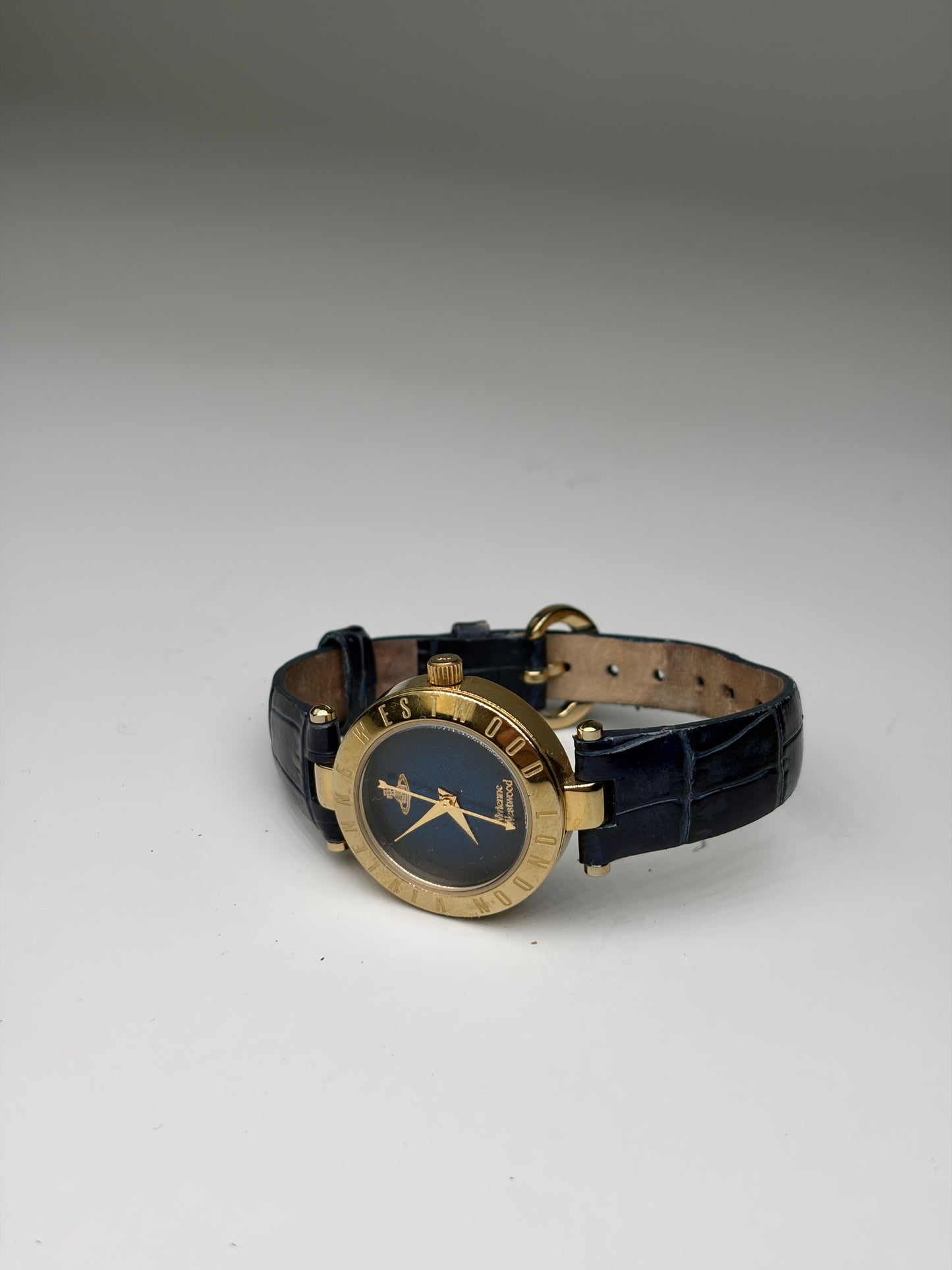 Vintage Vivienne Westwood Steel Bracelet Watch Navy Gold
