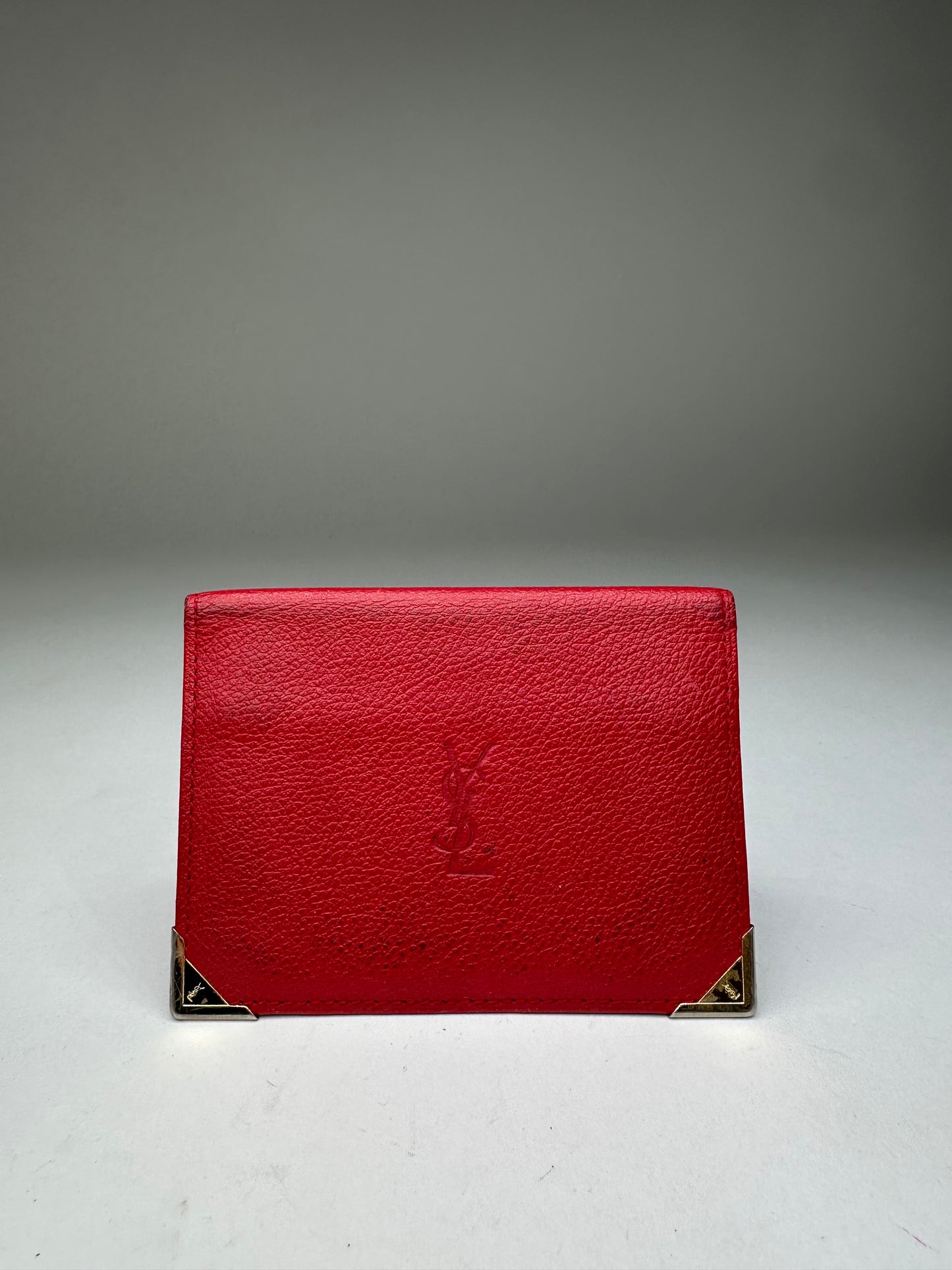 Vintage Yves Saint Laurent Bifold Cardholder Leather Red