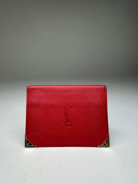 Vintage Yves Saint Laurent Bifold Cardholder Leather Red