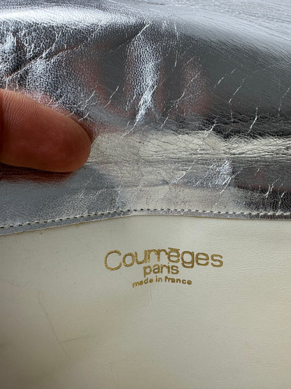 Vintage Courreges Leather Baguette Bag Silver