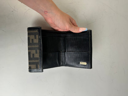 Vintage Fendi FF Monogram Canvas Wallet Brown Black