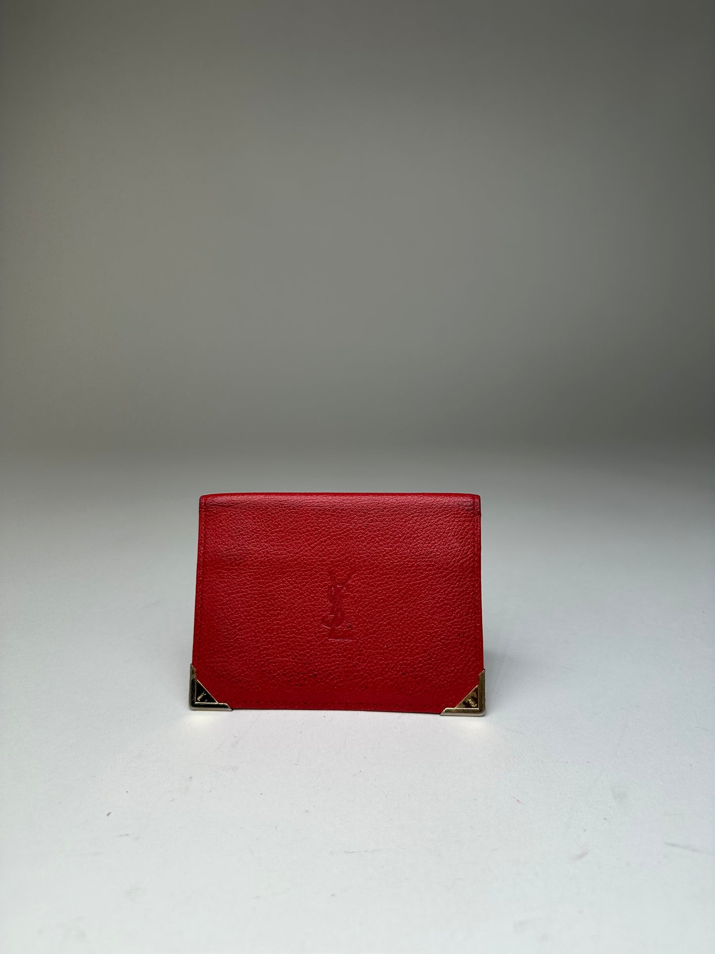 Vintage Yves Saint Laurent Bifold Cardholder Leather Red