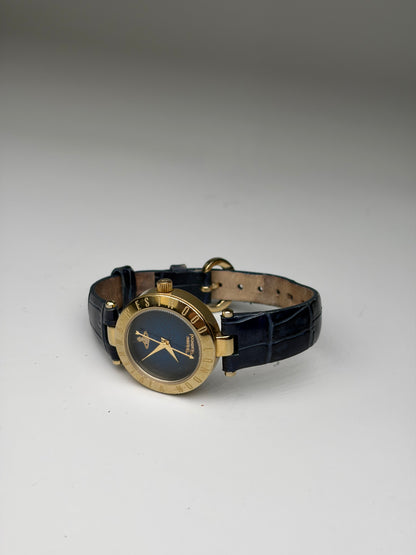 Vintage Vivienne Westwood Steel Bracelet Watch Navy Gold