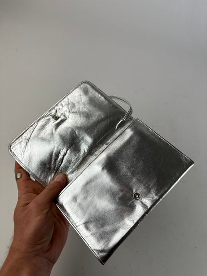 Vintage Courreges Leather Baguette Bag Silver