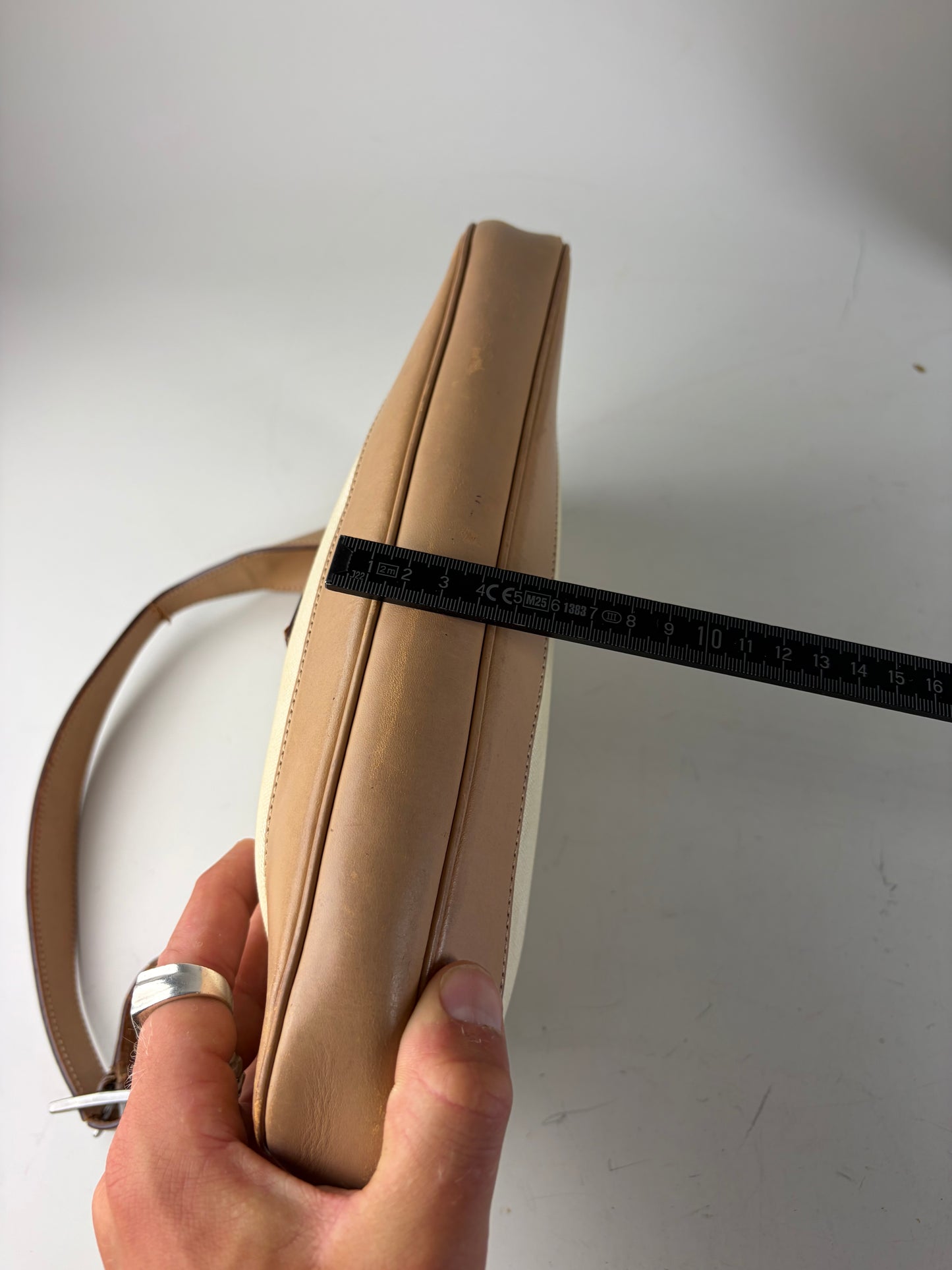 Vintage Gucci Jackie Canvas Shoulder Bag Cream Tan