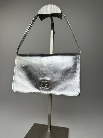 Vintage Courreges Leather Baguette Bag Silver