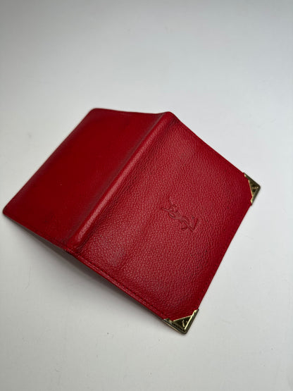 Vintage Yves Saint Laurent Bifold Cardholder Leather Red