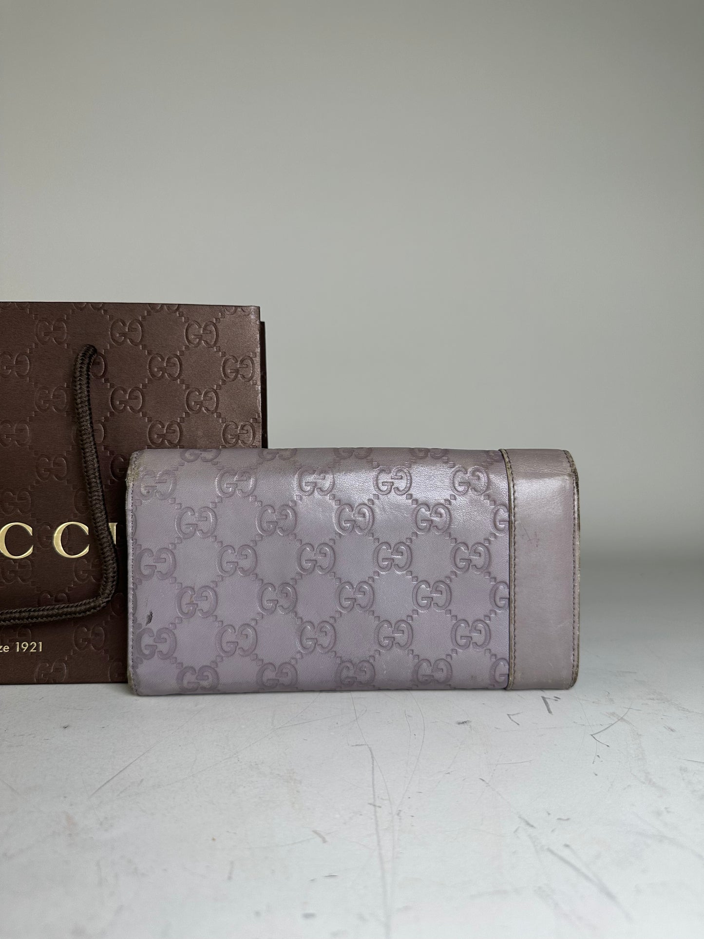 Vintage Gucci GG Monogram Coated Canvas Wallet Light Purple