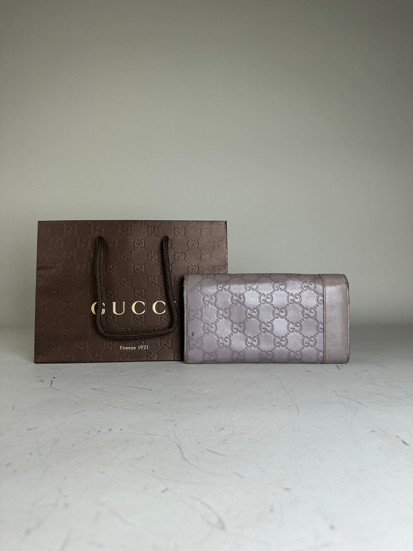 Vintage Gucci GG Monogram Coated Canvas Wallet Light Purple