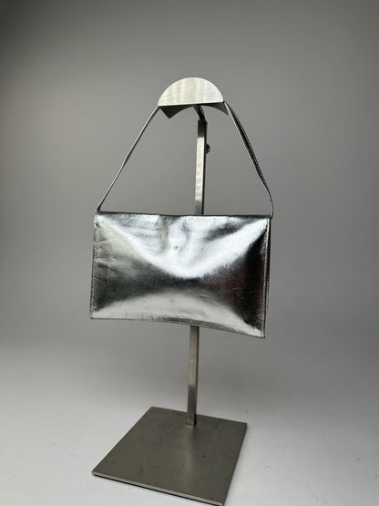 Vintage Courreges Leather Baguette Bag Silver