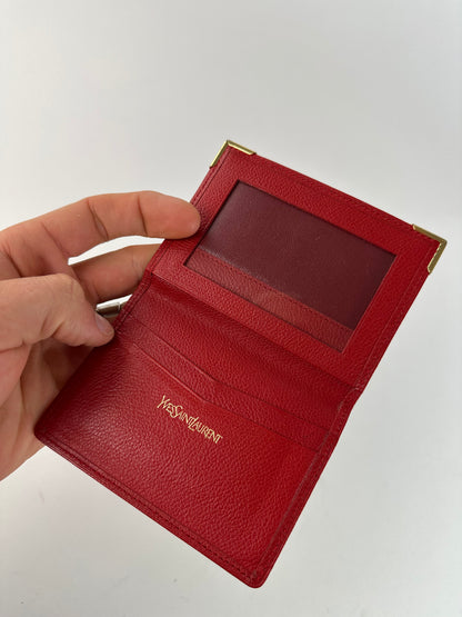 Vintage Yves Saint Laurent Bifold Cardholder Leather Red
